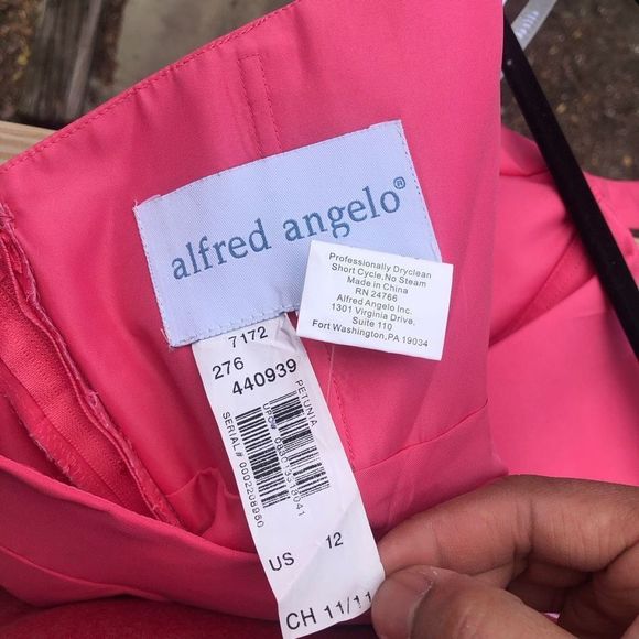 Alfred Angelo Pink Fuscia Halter Chiffon Ruffle Dress EUC, Size 12 - Picture 7 of 12